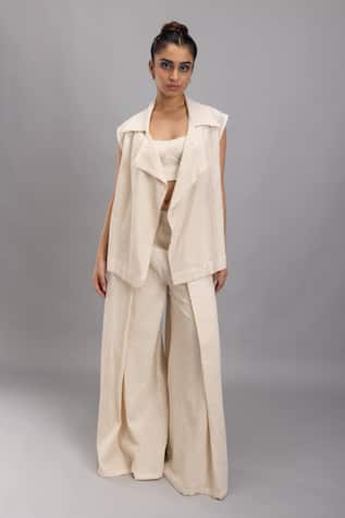 Lavina Sippy Beige Handloom Cotton Jacket 