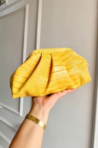 Textured Yellow Clutch Pouch 