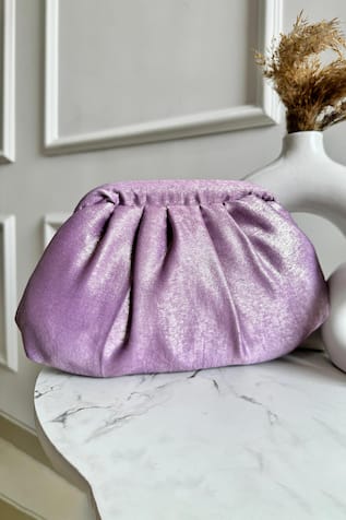 Purple Pleated Designer Handbag 