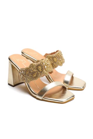 Nidhi Bhandari Cutdana Bloom Embroidered Block Heels 