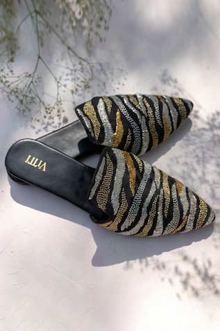 Safari Pattern Embroidered Mules 