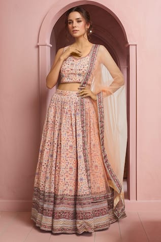 Samyukta Singhania Floral Mughal Print Lehenga Set 