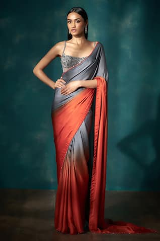 Sawan Gandhi Ombre Sequin Embroidered Saree Set 