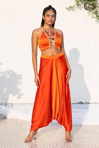 Lavina Sippy Tribal Embroidered Blouse & Dhoti Pant Set 