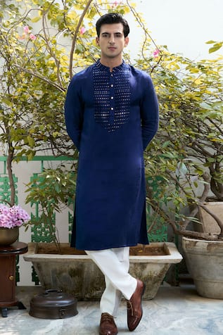 Philocaly Abyss Sequin Embroidered Yoke Kurta 