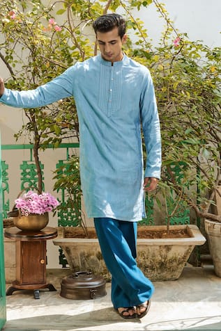 Philocaly Riviera Chanderi Self Thread Embroidered Kurta 