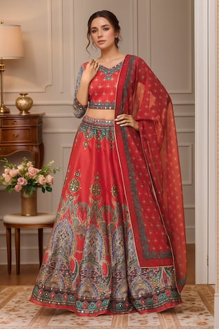 Samyukta Singhania Mughal Floral Print Lehenga Set 