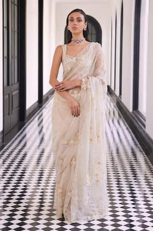 Charu and Vasundhara Felina Sequin & Cutdana Embroidered Pre-Draped Saree With Blouse 