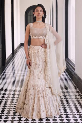 Charu and Vasundhara Felix Embroidered Fischcut Lehenga Set 