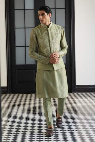 Charu and Vasundhara Fariz Embroidered Bundi Kurta Set 