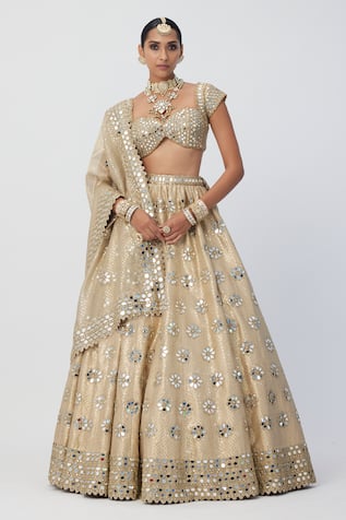 Vvani by Vani Vats Flower Embroidered Bridal Lehenga Set 