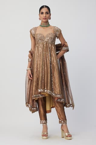 Vvani by Vani Vats Mirror Embroidered Anarkali Set 