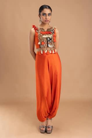Lavina Sippy Tribal Hand Embroidered Blouse & Dhoti Pant 