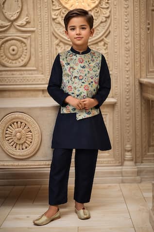 Arihant Rai Sinha Floral Woven Bundi & Kurta Set 