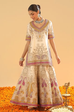 Sheetal Batra Kirandori Embroidered Kurta & Sharara Set 