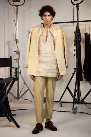 Twenty Nine Beige Brocade Straight Pant 