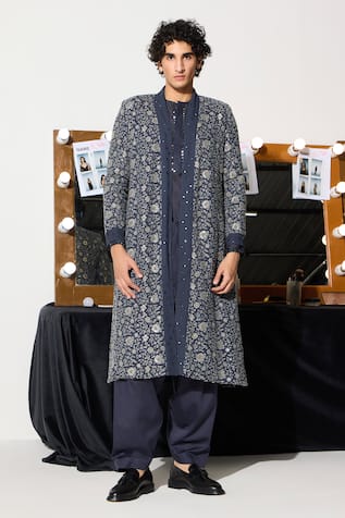 Twenty Nine Grey Mirror Embroidered Kurta & Pant Set 