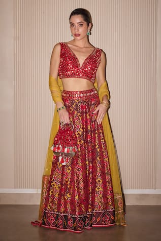Twenty Nine Patola Mirror Embellished Lehenga Set 