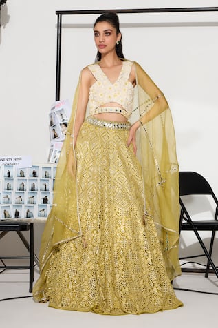 Twenty Nine Floral Lace Applique Lehenga Set 