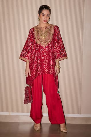 Twenty Nine Red Patola Embroidered Kurta Set 