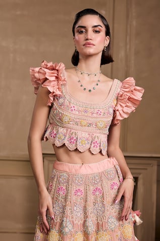 Chandrima Embellished Floral Cordwork Bustier 