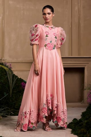 Chandrima 3D Floral Applique Maxi Dress 