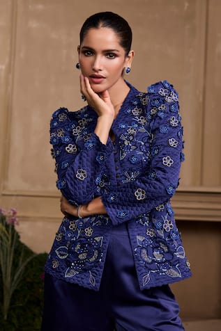 Chandrima Quilted Peplum Jacket 