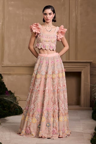 Chandrima Floral Bead Cordwork Lehenga 