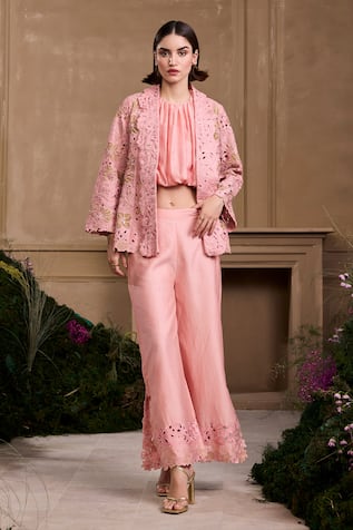 Chandrima Chanderi Floral Cutwork Pant 