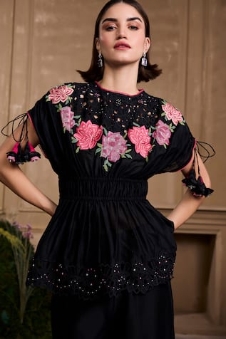 Chandrima Rose Cutwork Embroidered Peplum Top 