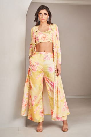 SAMMOHI BY MOKSHA AND HIRAL Floral Print Jacket Pant Set 