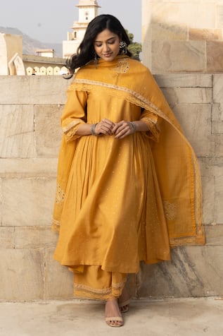 ASRUMO Mukaish Lace Embroidered Anarkali Set 