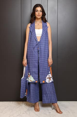 Nassh Calico Marine Print Jacket Trouser Set 