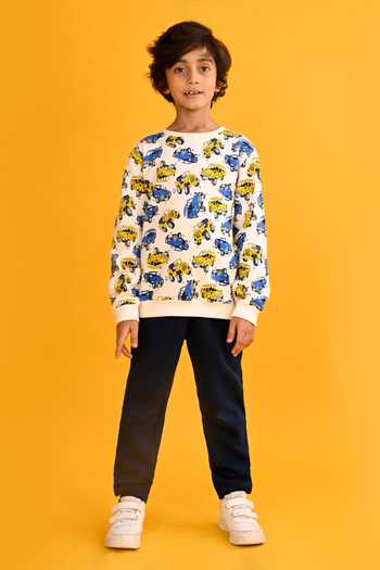 Anthrilo Cars Print Fleece Sweatshirt & Joggers Set 