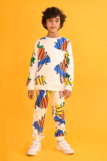 Anthrilo Scribble Print Sweatshirt & Joggers Set 