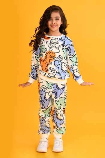 Anthrilo Dinosaur Graphic Print Fleece Set 
