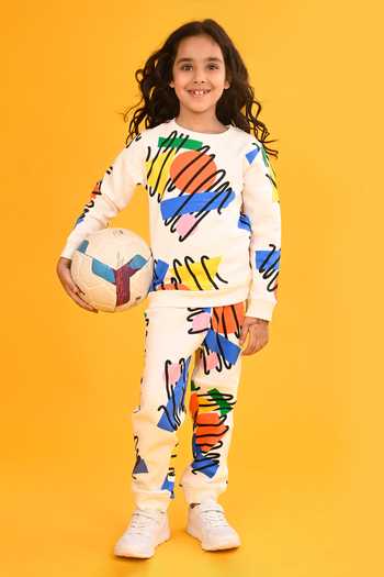 Anthrilo Shape Scribble Print Sweatshirt & Joggers Set 