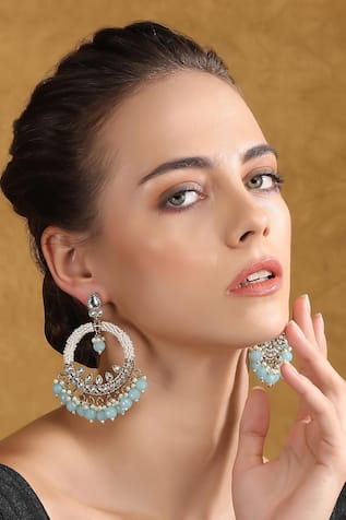 Kundan Bead Tassel Chandbalis 