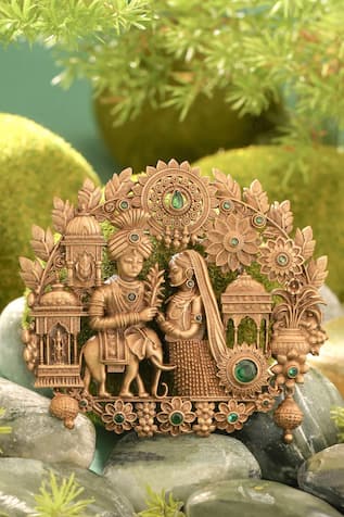 Cosa Nostraa Antique Gold Radha Krishna Brooch 