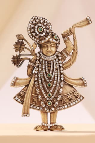 Cosa Nostraa Srinathji Carved Antique Gold Brooch 