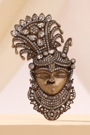 Cosa Nostraa Srinathji Carved Antique Gold Brooch 