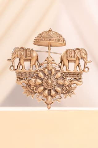 Cosa Nostraa Antique Elephant Chariot Brooch 
