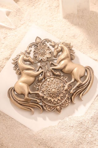 Cosa Nostraa Antique Unicorn Carved Brooch 
