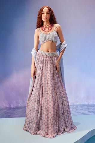 Zamoraa The Label Geometric Print Lehenga Blouse Set 