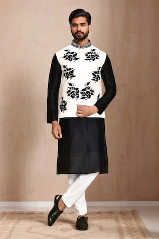 Arihant Rai Sinha Thread Embroidered Nehru Jacket With Kurta Set 