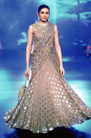 Rabani & Rakha Gold Sequin Embroidered Lehenga Set 