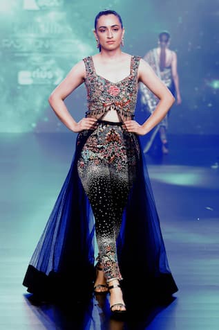 Rabani & Rakha Resham & Sequin Embroidered Gown With Pant 