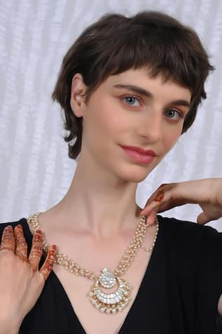 Shlok Jewels Gold Plated Noor Chand Bloom Pendant 