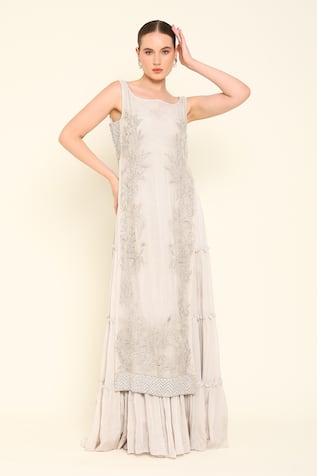 Enchanted Lake Embroidered Overlay With Maxi Dress 