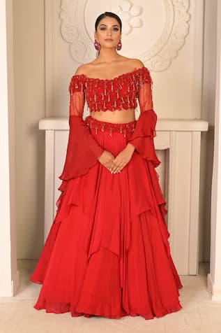 VRIDHI SOMAANI Rosalia Layered Lehenga Set 